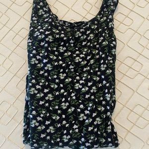 black tank top with white flowers